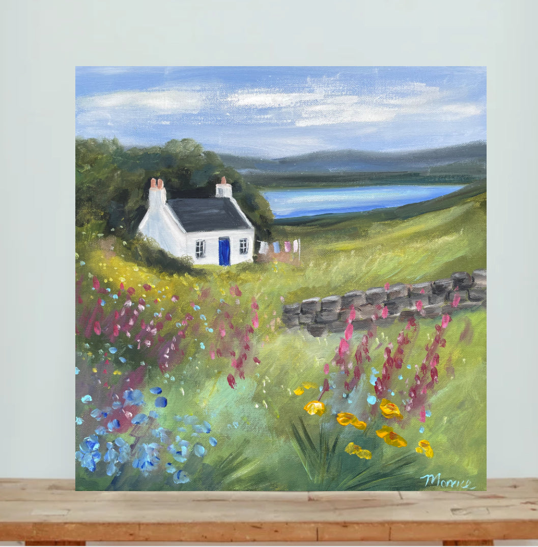Original painting - blue door cottage