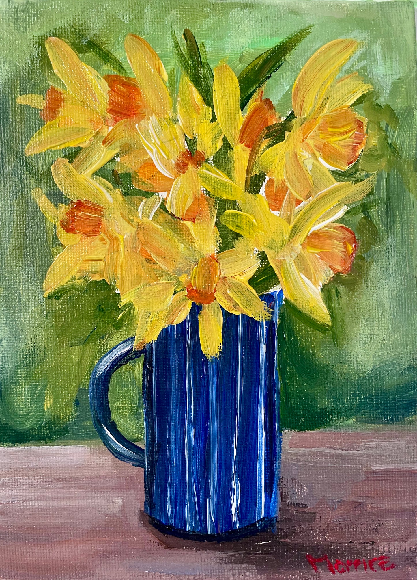 Original painting, Daffodil blue 5x7”