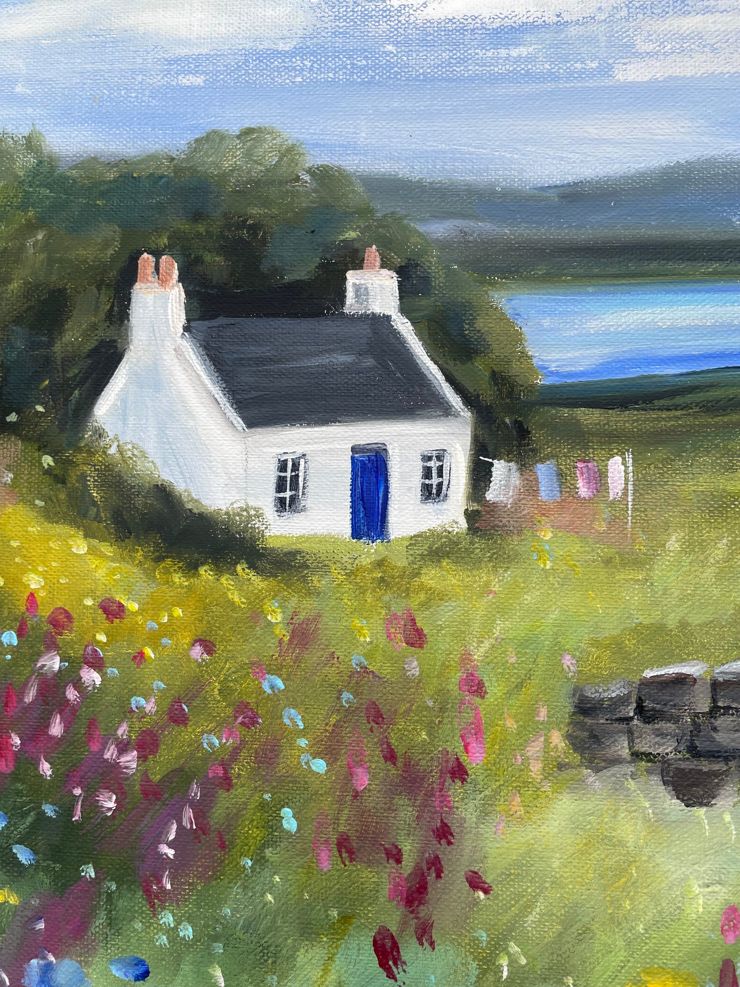 Original painting - blue door cottage
