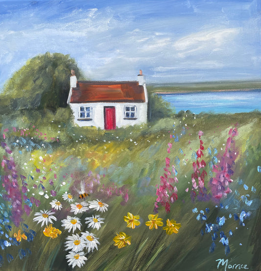 Original painting - red door cottage