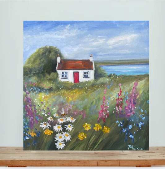 Original painting - red door cottage
