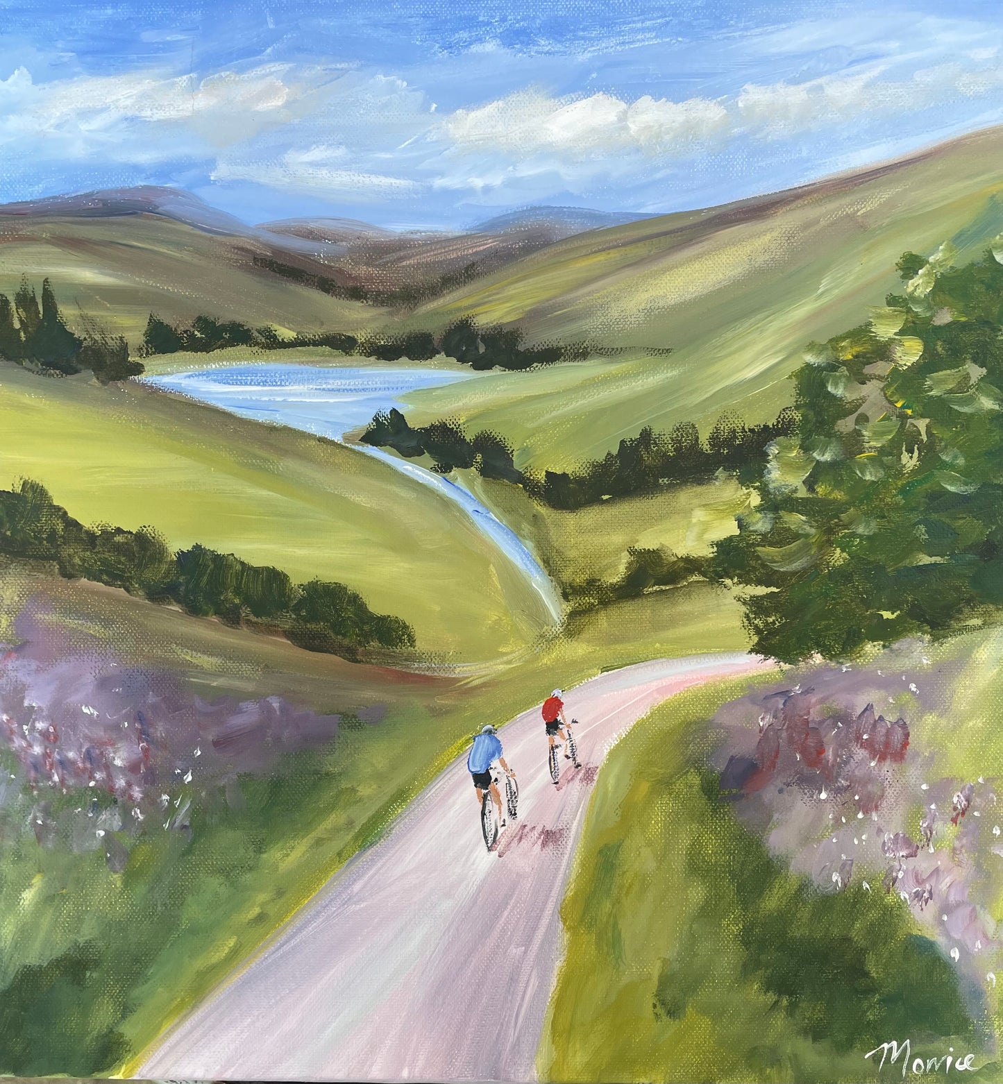 Original painting - cyclists