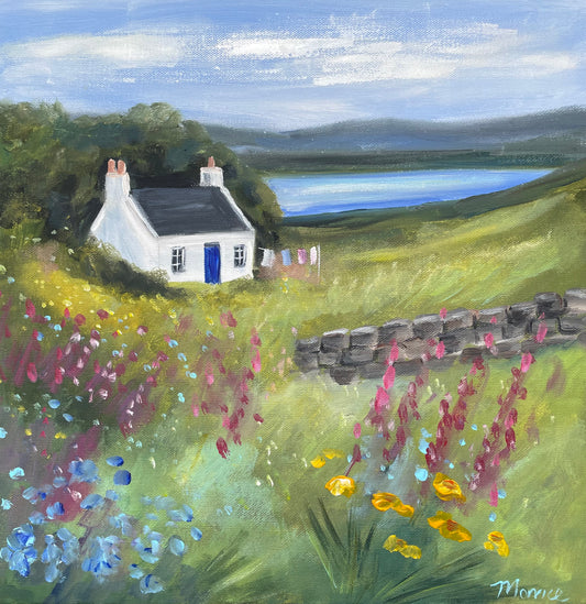 Original painting - blue door cottage
